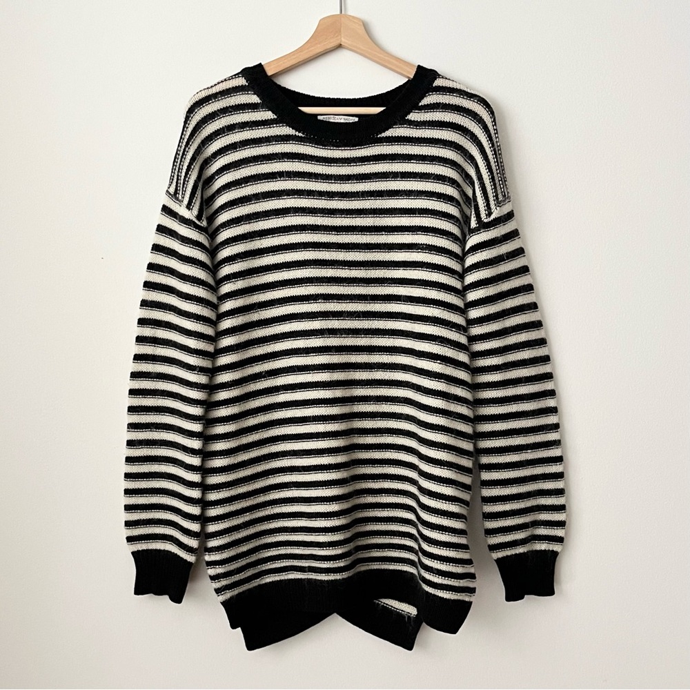 Rebecca Minkoff Women's Striped Mohair Blend Sweater Size M Open Back Chunky